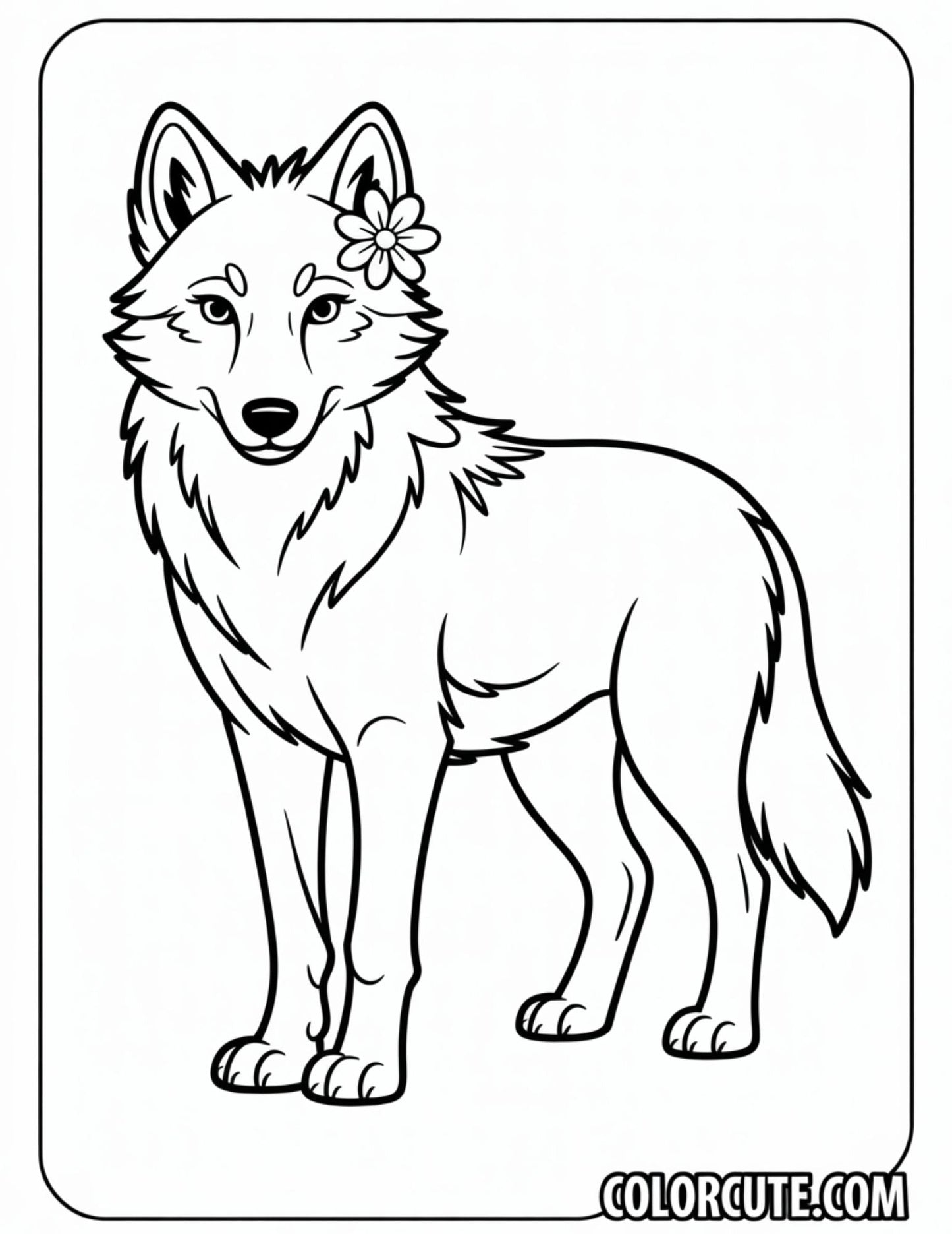 Realistic She Wolf Coloring Page | Free PDF Printables