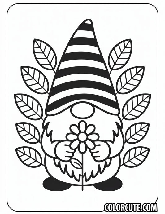 Spring Gnome Coloring Pages Free PDF Printables