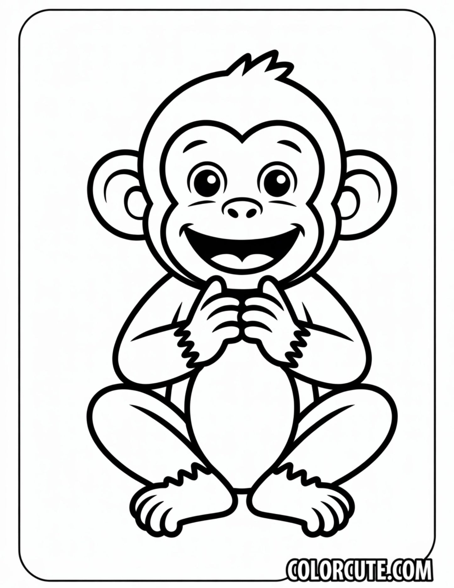 Easy Monkey Coloring Page Free PDF Printables