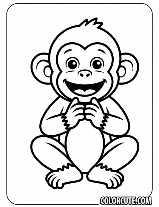 Easy Monkey Coloring Page Free PDF Printables