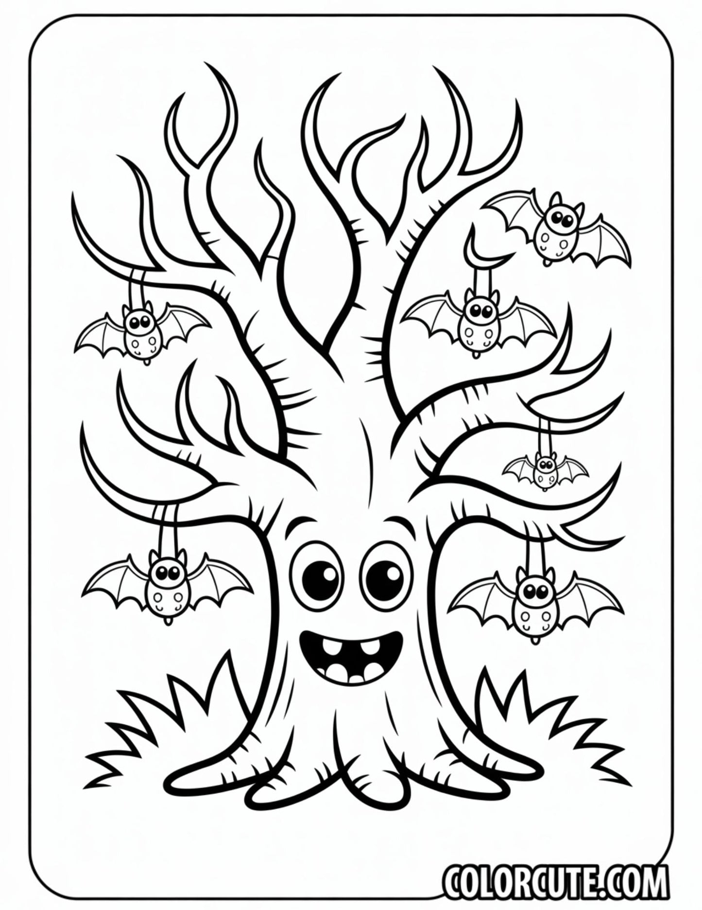 Spooky Tree Coloring Pages | Free PDF Printables