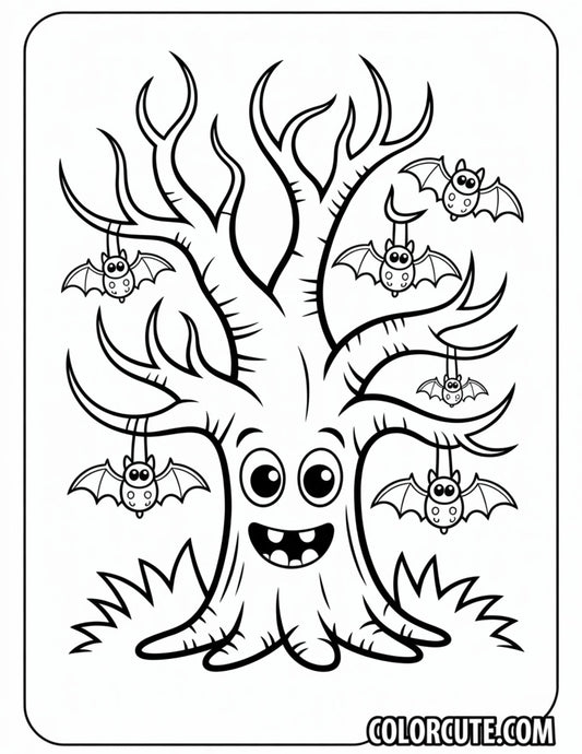 Spooky Tree Coloring Pages | Free PDF Printables