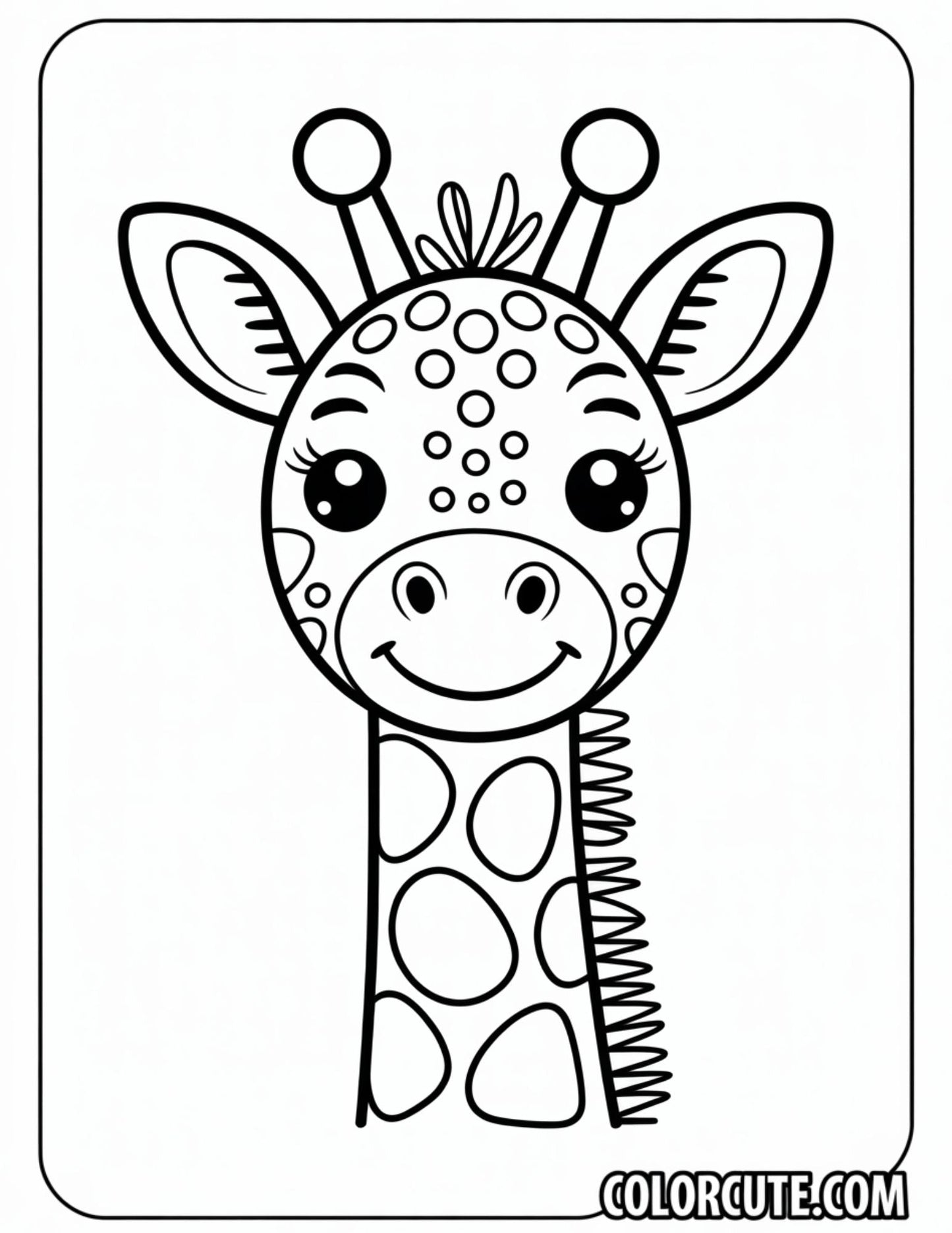 Giraffe Face Coloring Pages | Free PDF Printables