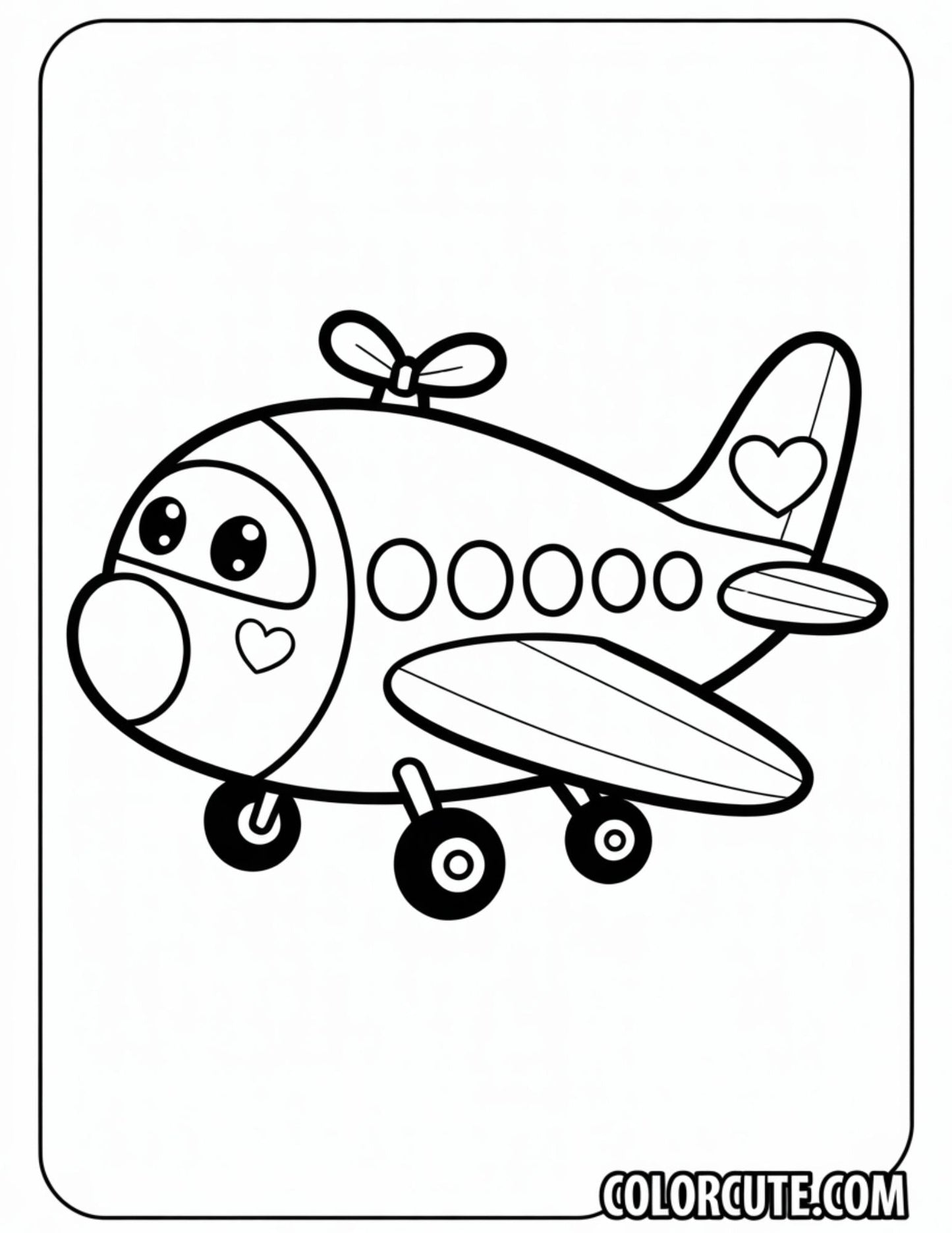 Kawaii Airplane Coloring Pages | Free PDF Printables