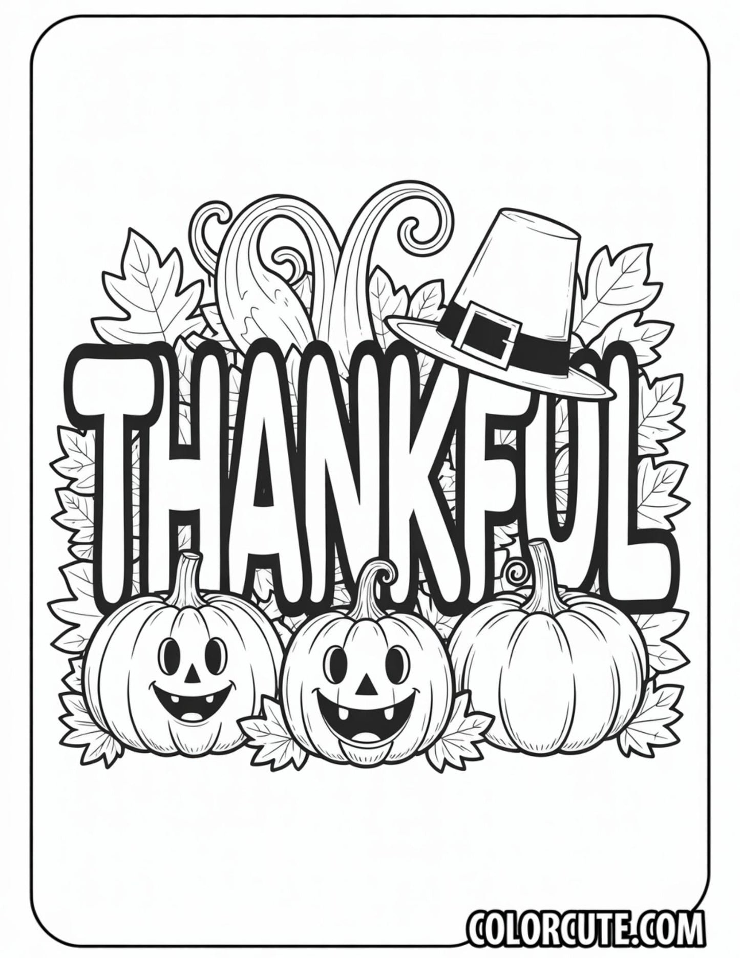 Thankful Thanksgiving Coloring Pages | Free PDF Printables