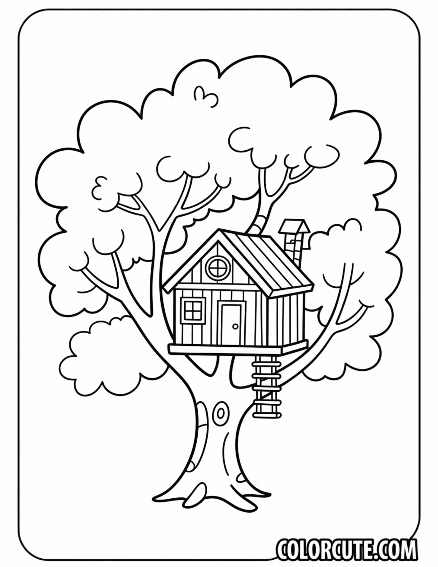 Tree House Coloring Pages - Free PDF Printables