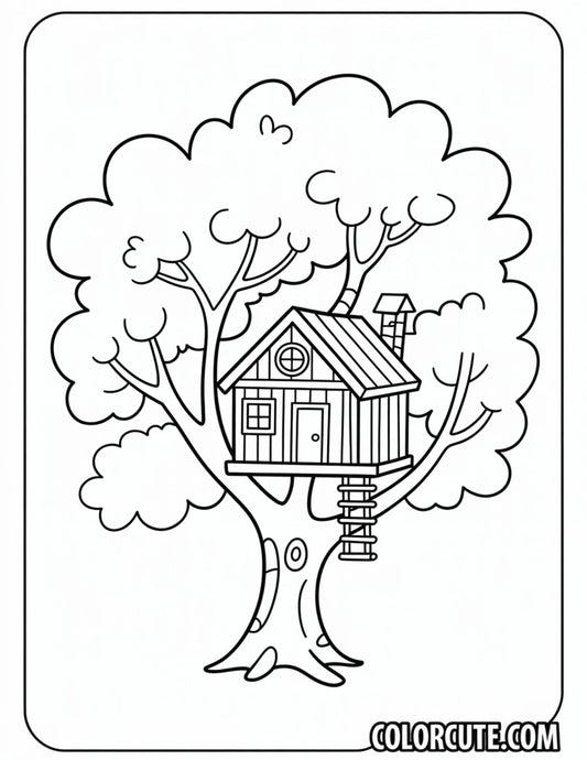 Tree House Coloring Pages - Free PDF Printables