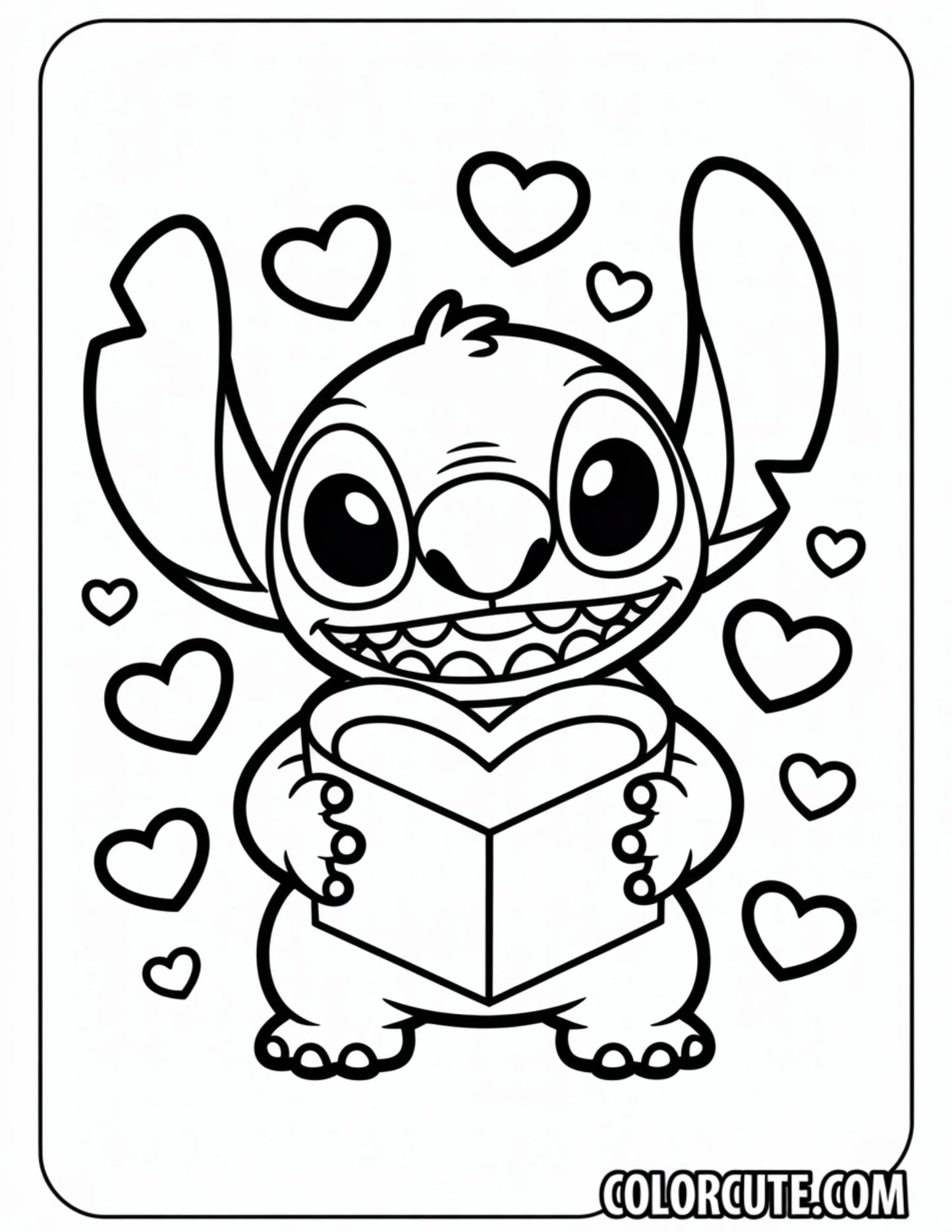Valentines Stitch Coloring Page | Free PDF Printables