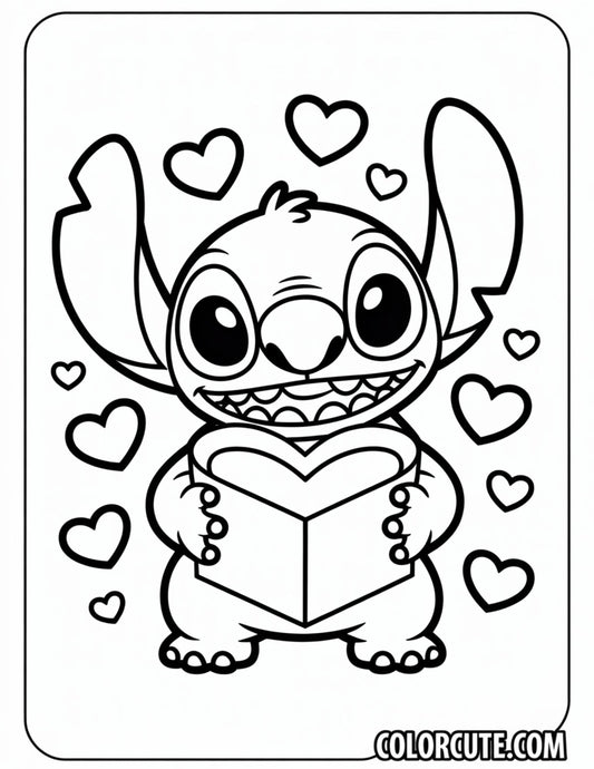 Valentines Stitch Coloring Page | Free PDF Printables