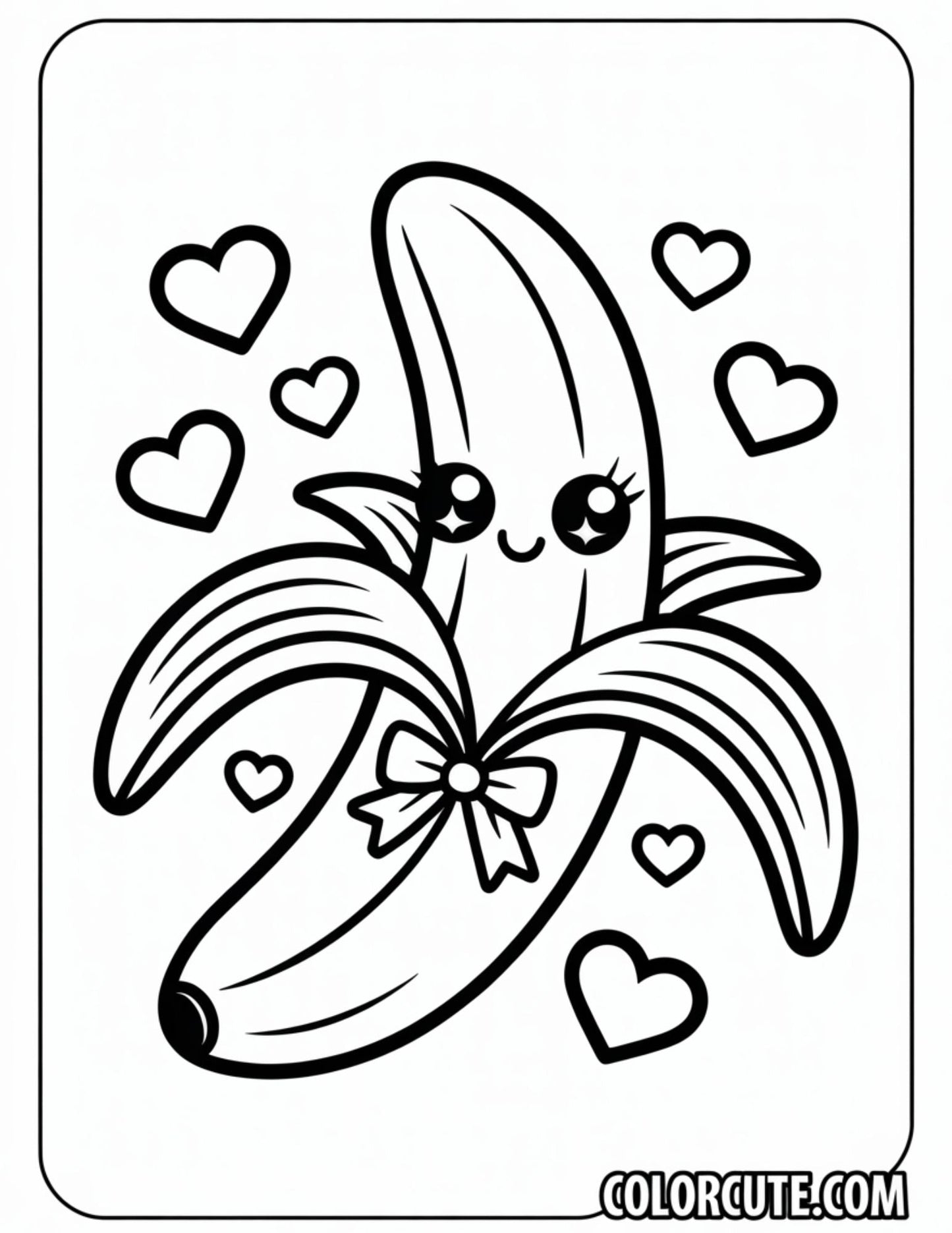 Cute Kawaii Banana Coloring | Free PDF Printables