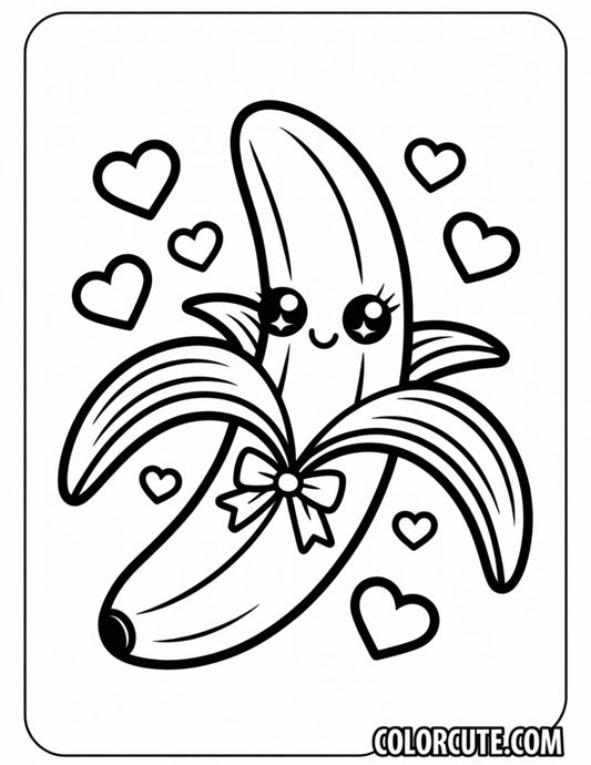 Cute Kawaii Banana Coloring | Free PDF Printables