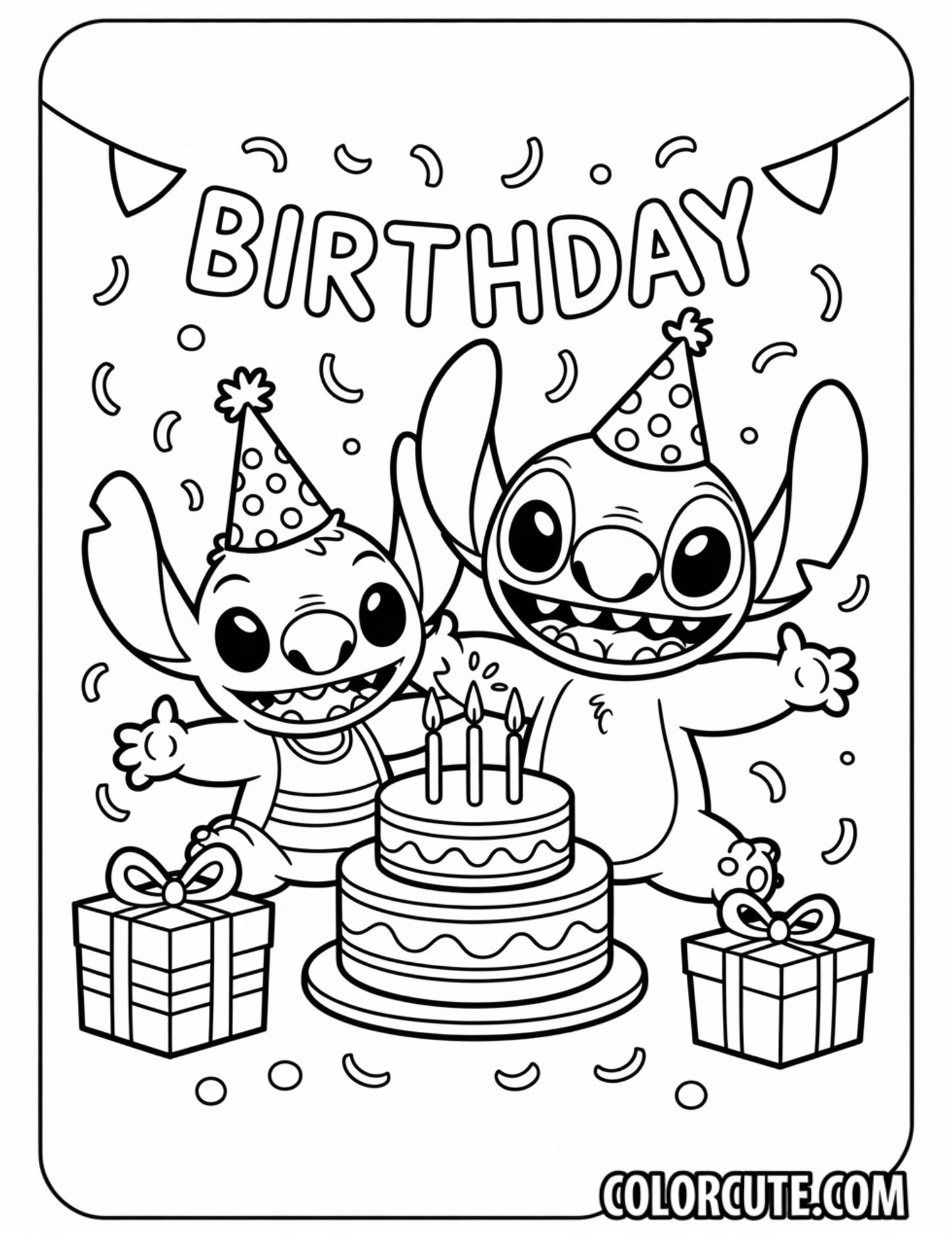 Stitch Birthday Party Coloring Pages | Free PDF Printables