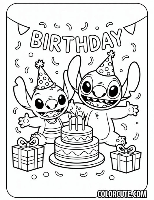Stitch Birthday Party Coloring Pages | Free PDF Printables