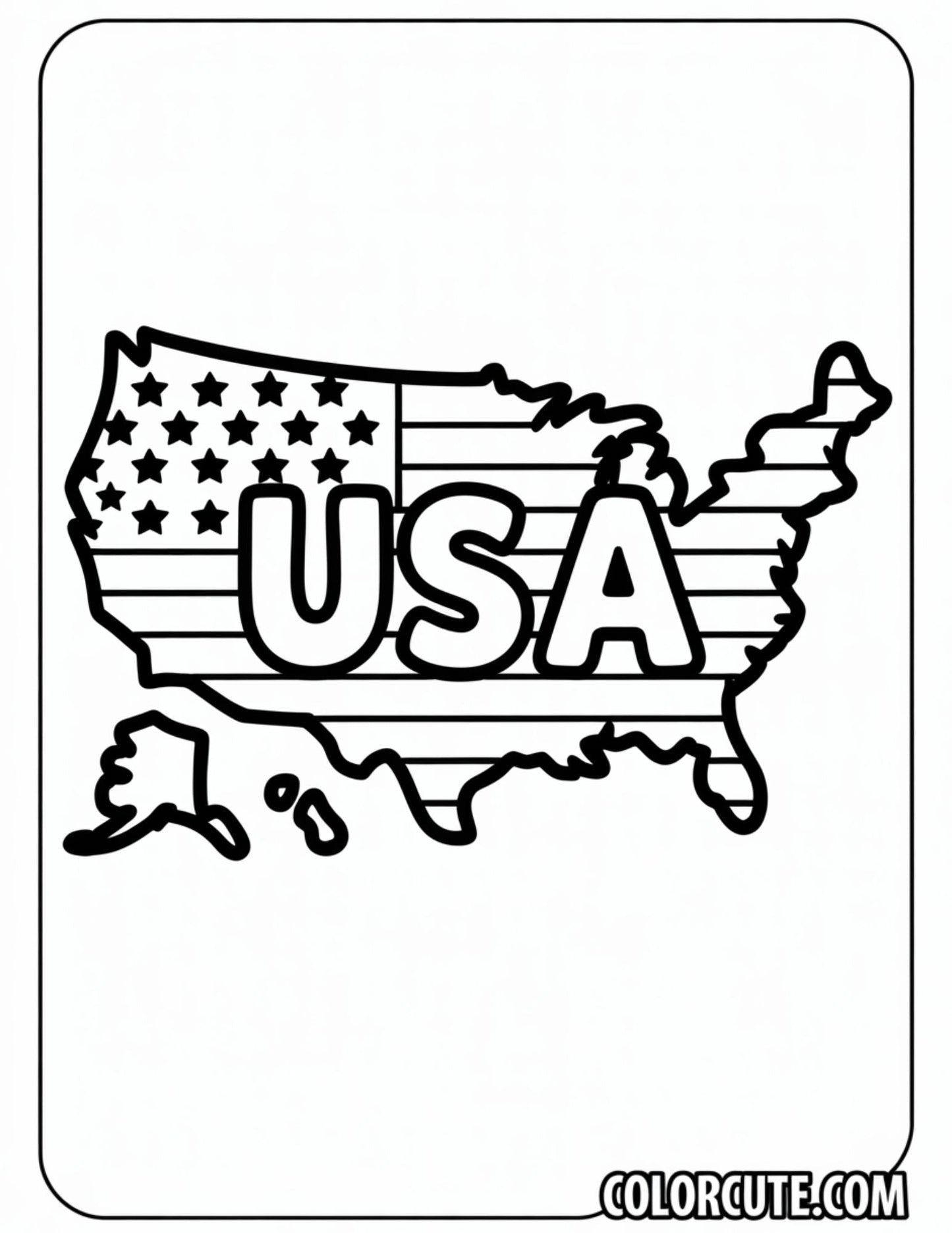 4th of July USA Map Coloring Pages | Free PDF Printables