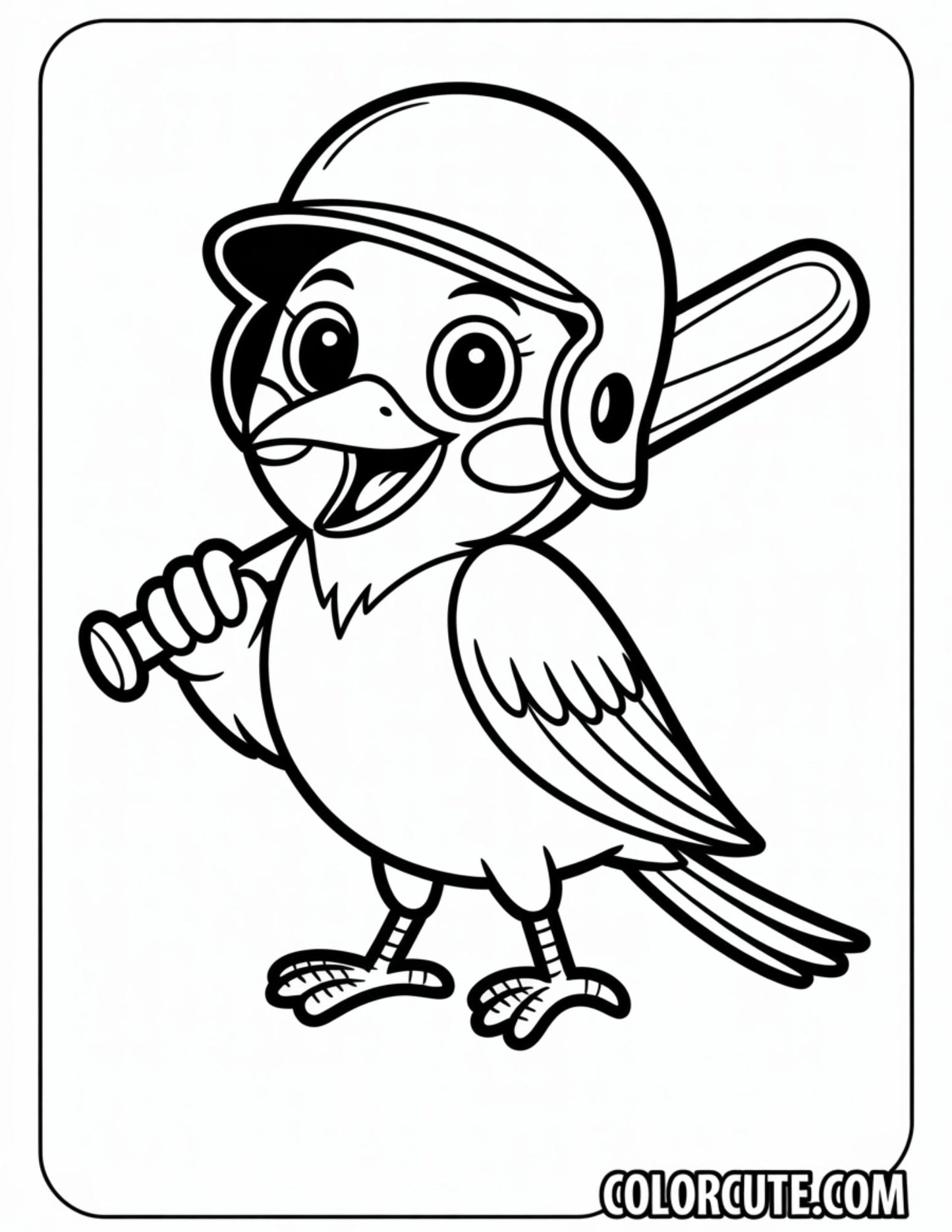 Baseball Bird Coloring Pages | Free PDF Printables