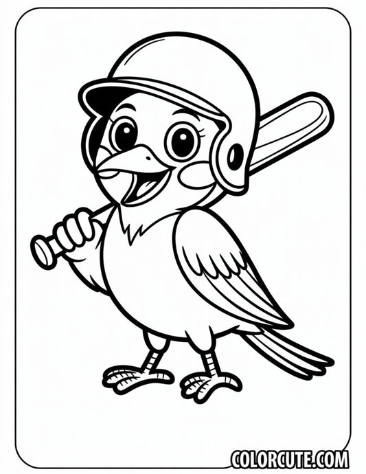 Baseball Bird Coloring Pages | Free PDF Printables