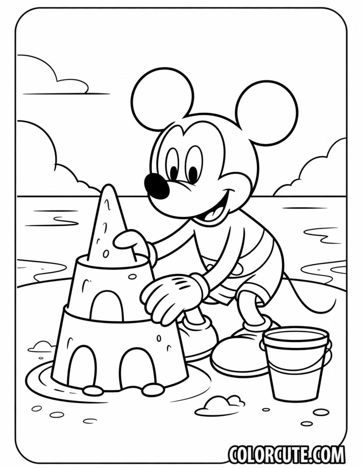 Beach Mickey Mouse Coloring Pages | Free PDF Printables