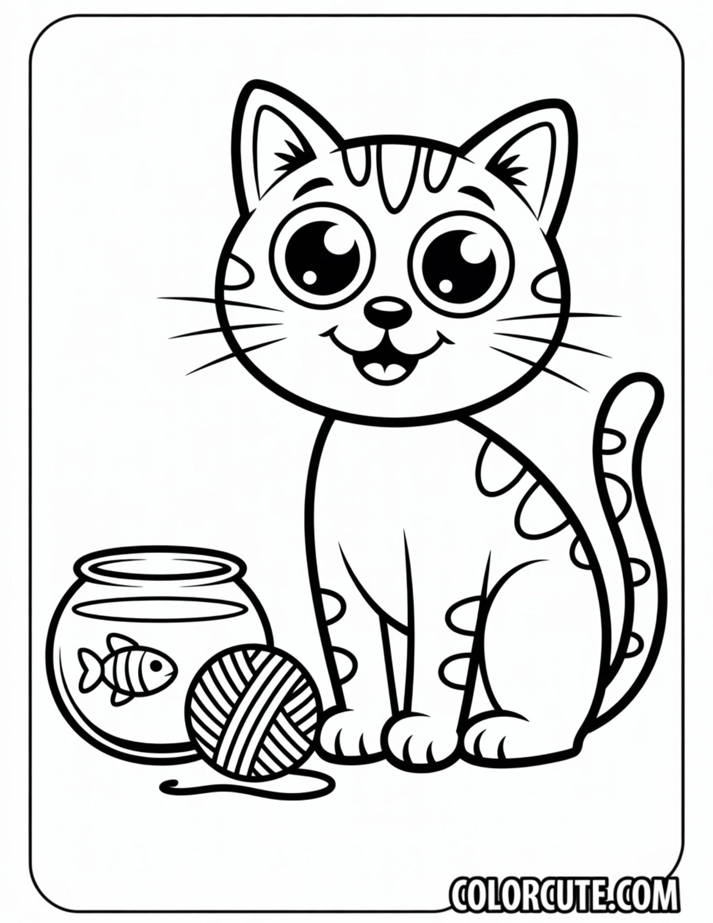 Cat Preschool Coloring Page | Free PDF Printables