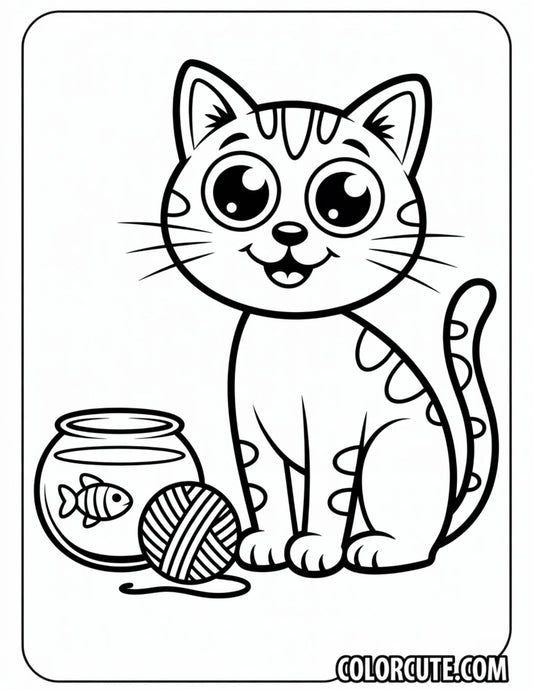 Cat Preschool Coloring Page | Free PDF Printables