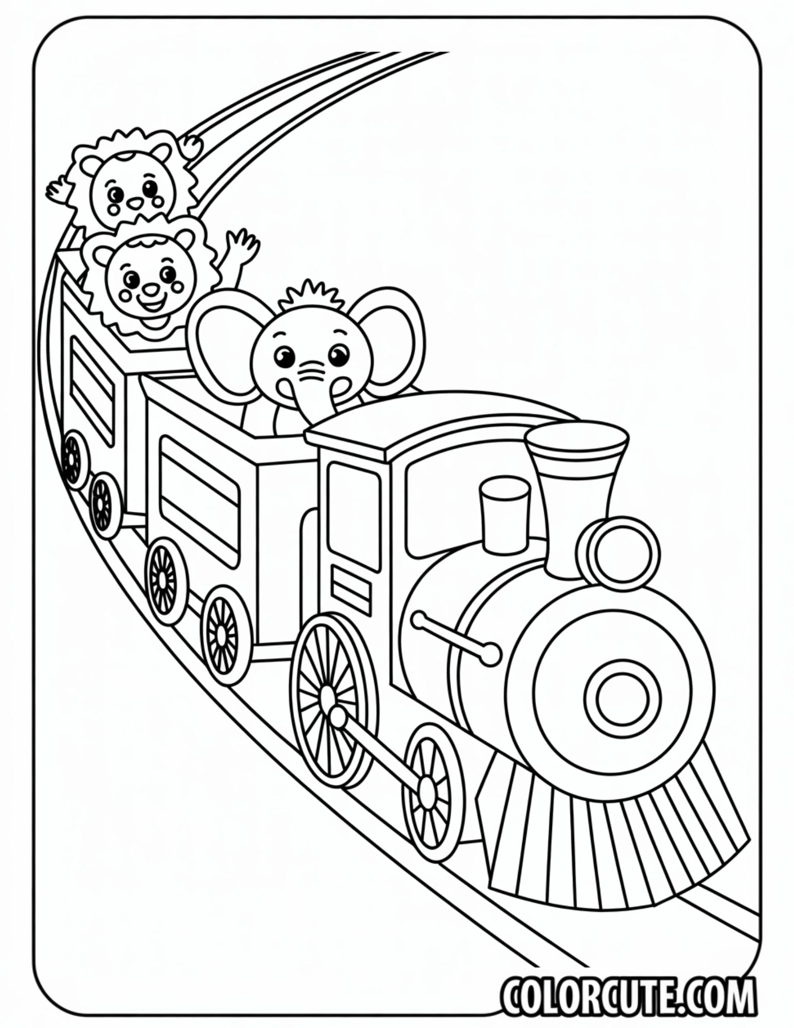 Choo Choo Train Coloring Page - Free PDF Printables – Color Cute - Free ...