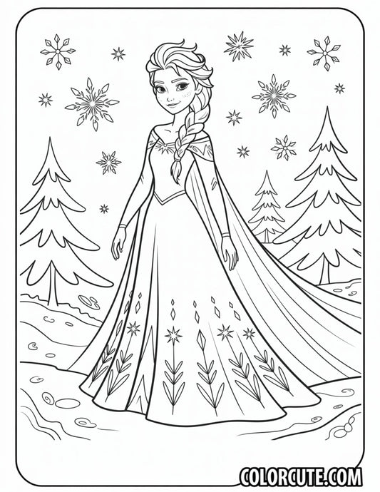 Christmas Elsa Tree Coloring Pages | Free PDF Printables