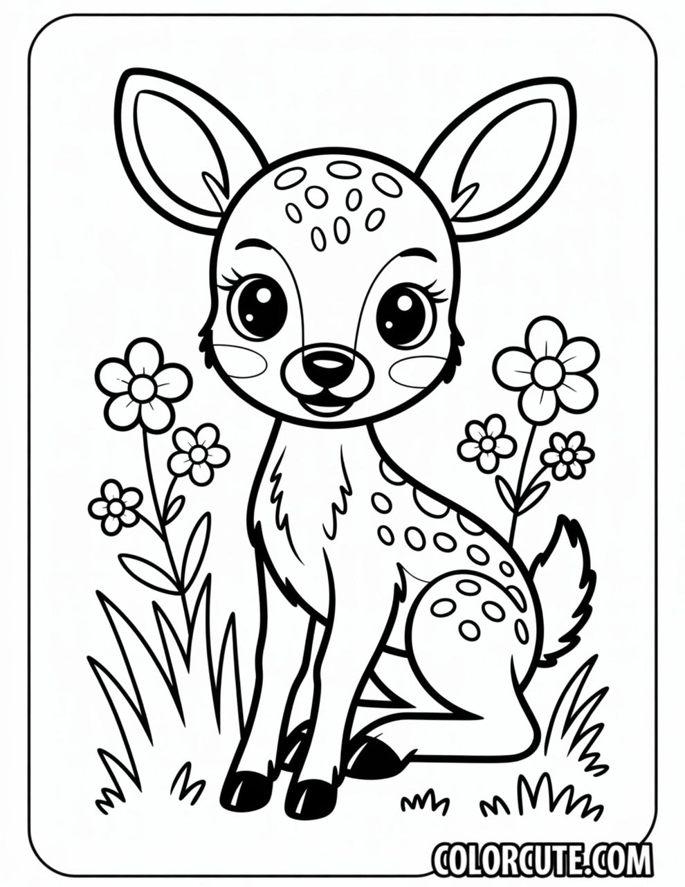 Cute Deer Coloring Pages - Free PDF Printables – Color Cute - Free ...