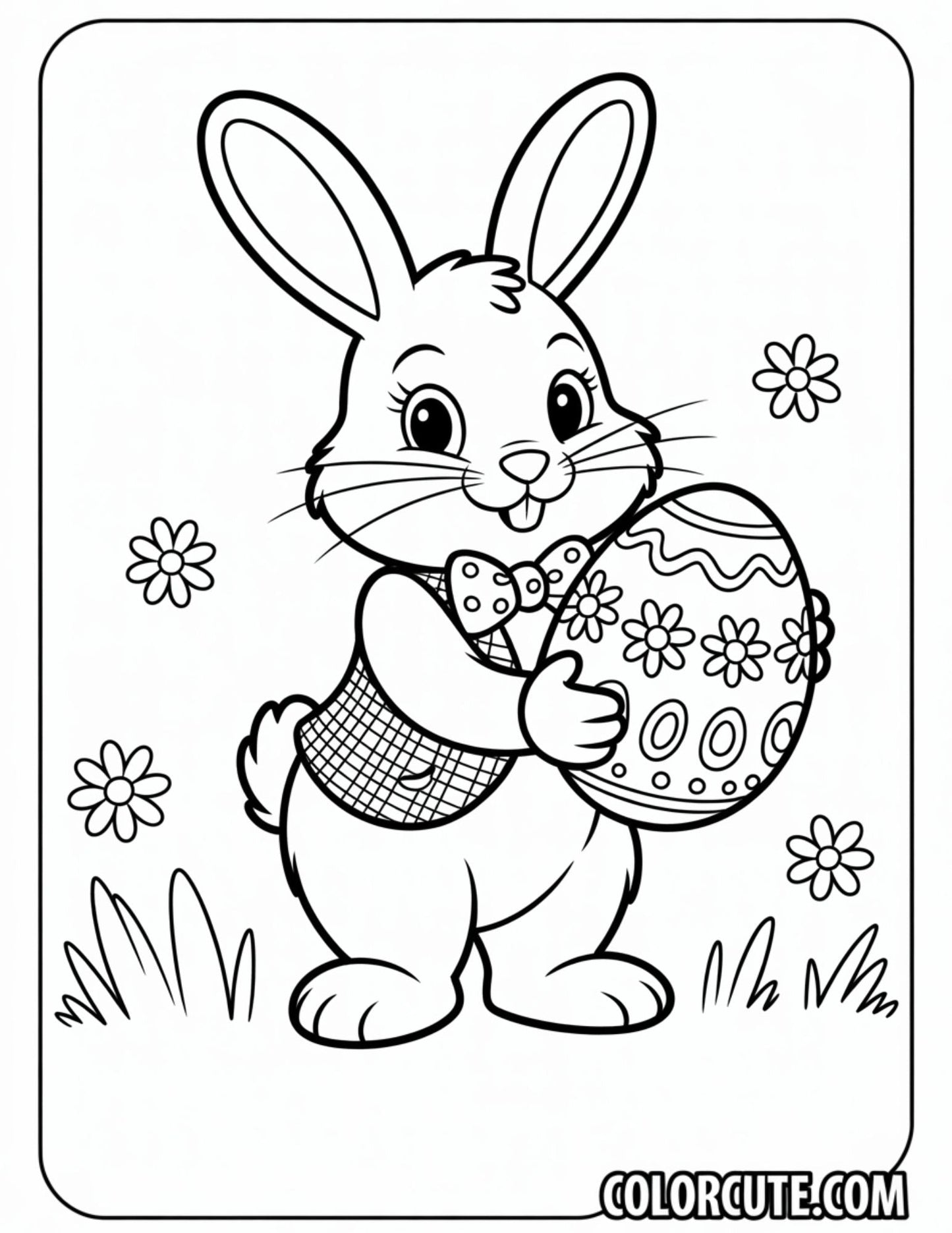 Easter Cute Bunny Coloring Pages | Free PDF Printables