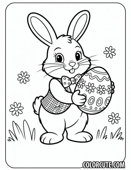 Easter Cute Bunny Coloring Pages | Free PDF Printables