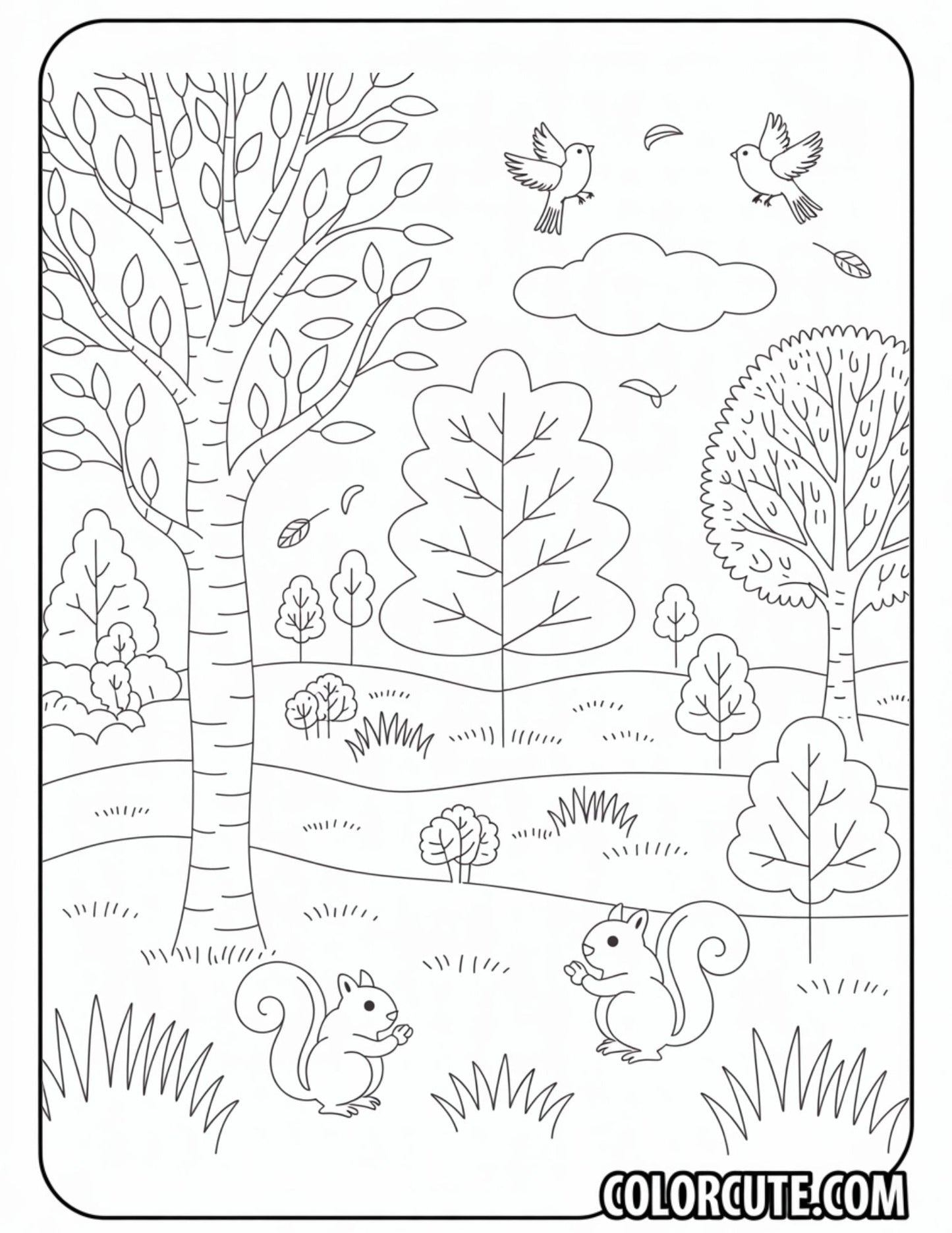 Fall Nature Coloring Pages | Free PDF Printables