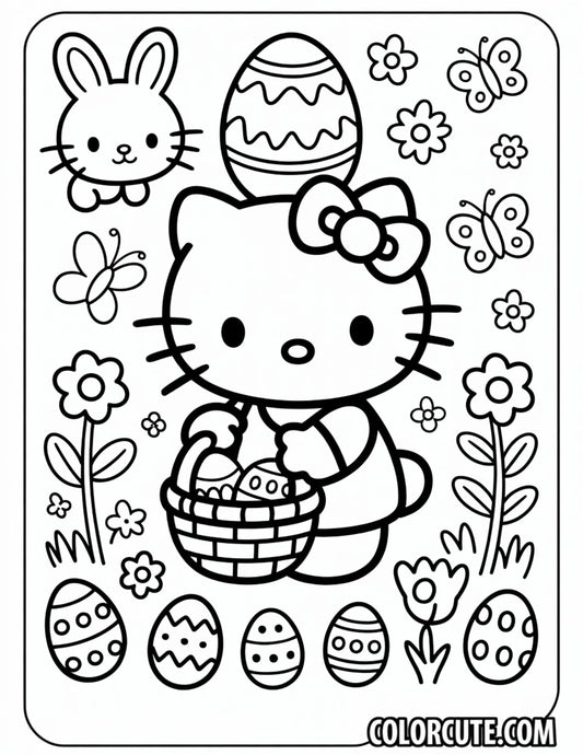 Hello Kitty Easter Coloring Page | Free PDF Printables