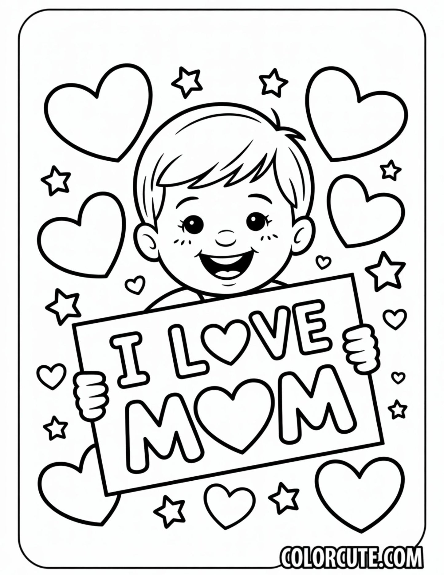 I Love Mom Coloring Pages Free PDF Printables
