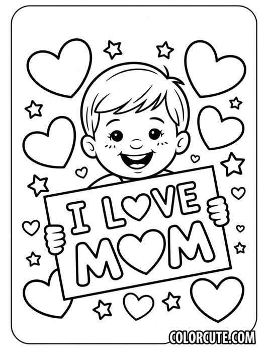 I Love Mom Coloring Pages Free PDF Printables