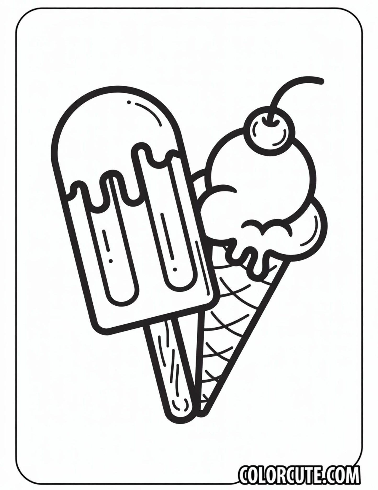 Ice Cream and Popsicle Coloring Page | Free PDF Printables