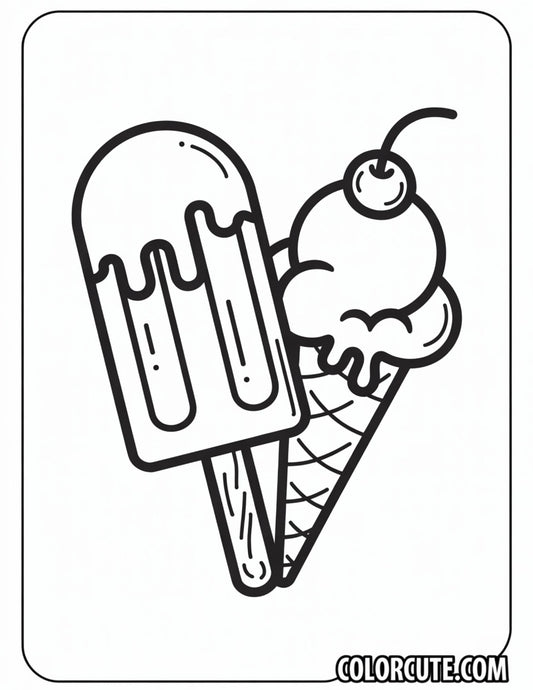 Ice Cream and Popsicle Coloring Page | Free PDF Printables