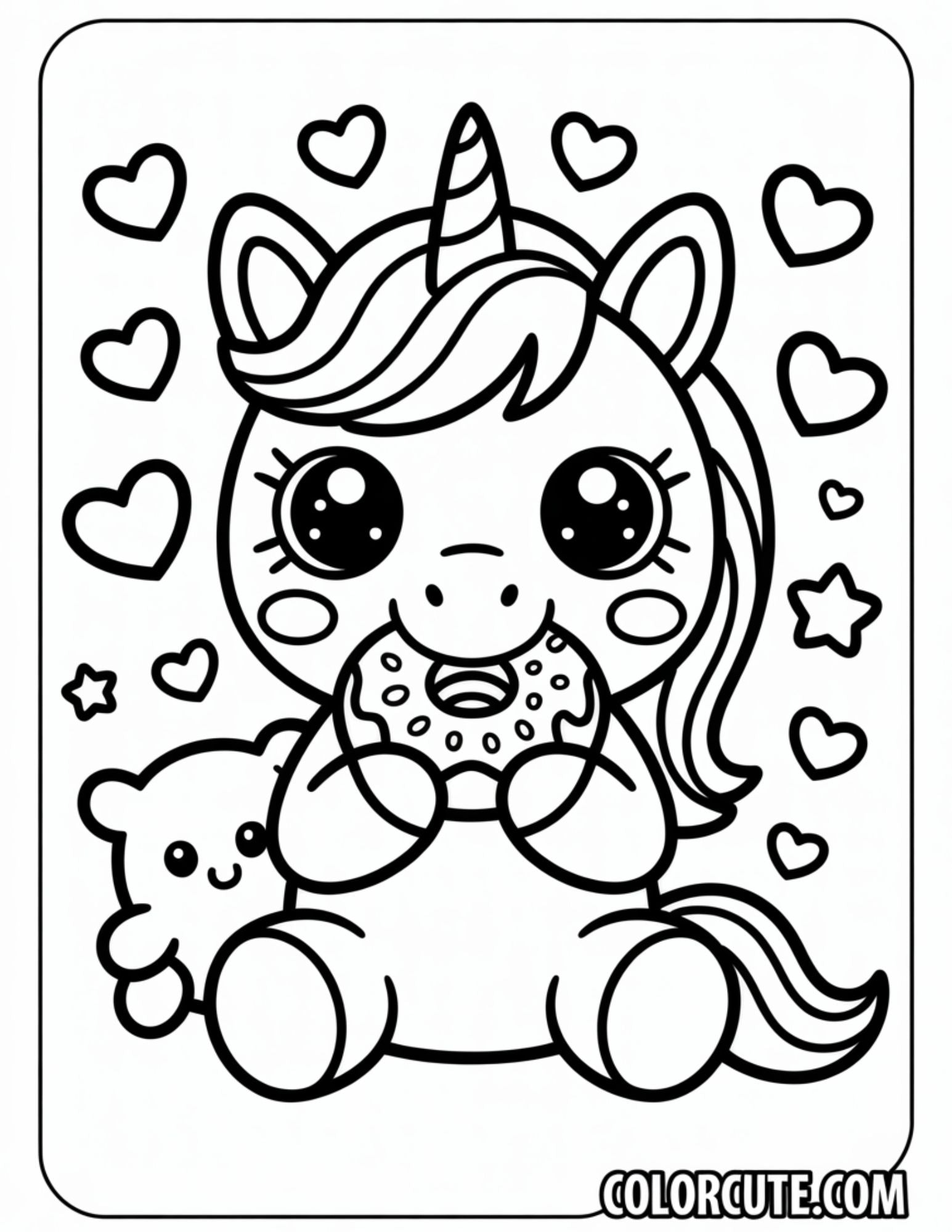 Kawaii Unicorn Coloring Pages | Free PDF Printables – Color Cute - Free ...