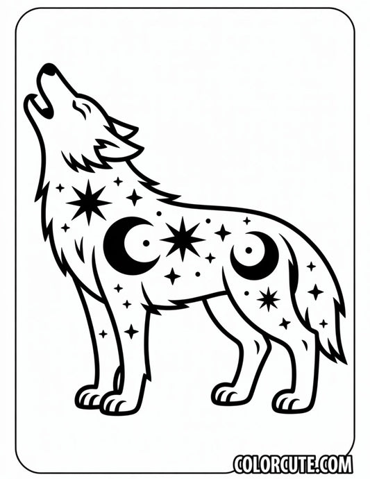 Mystical Wolf Coloring Page | Free PDF Printables