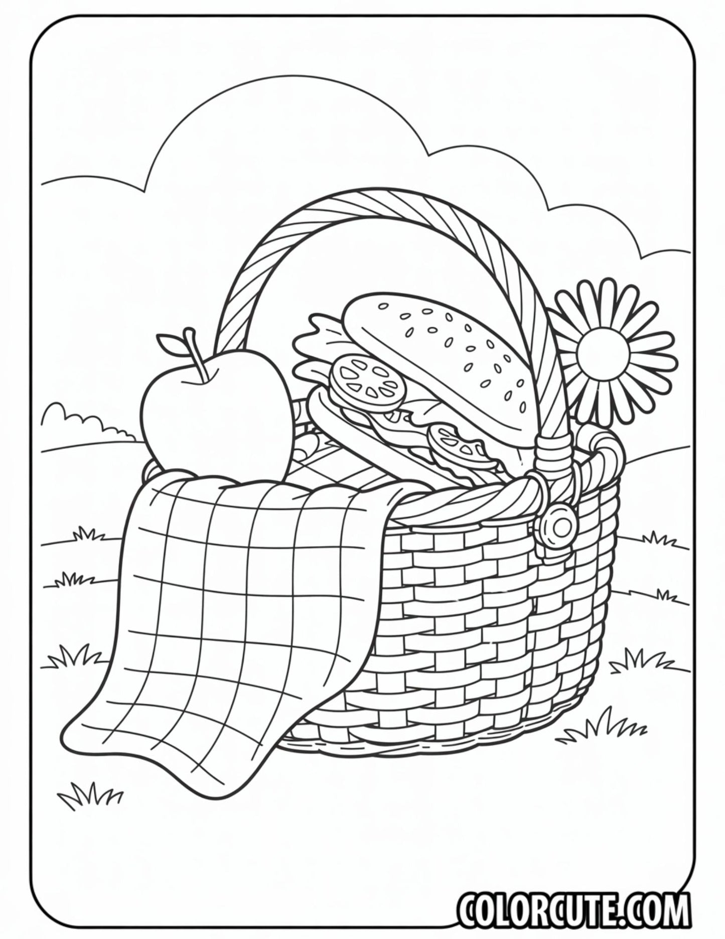 Picnic Basket Summer Coloring Pages | Free PDF Printables