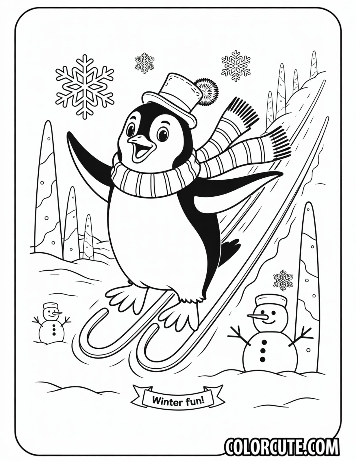 Winter Penguin Coloring Pages | Free PDF Printables