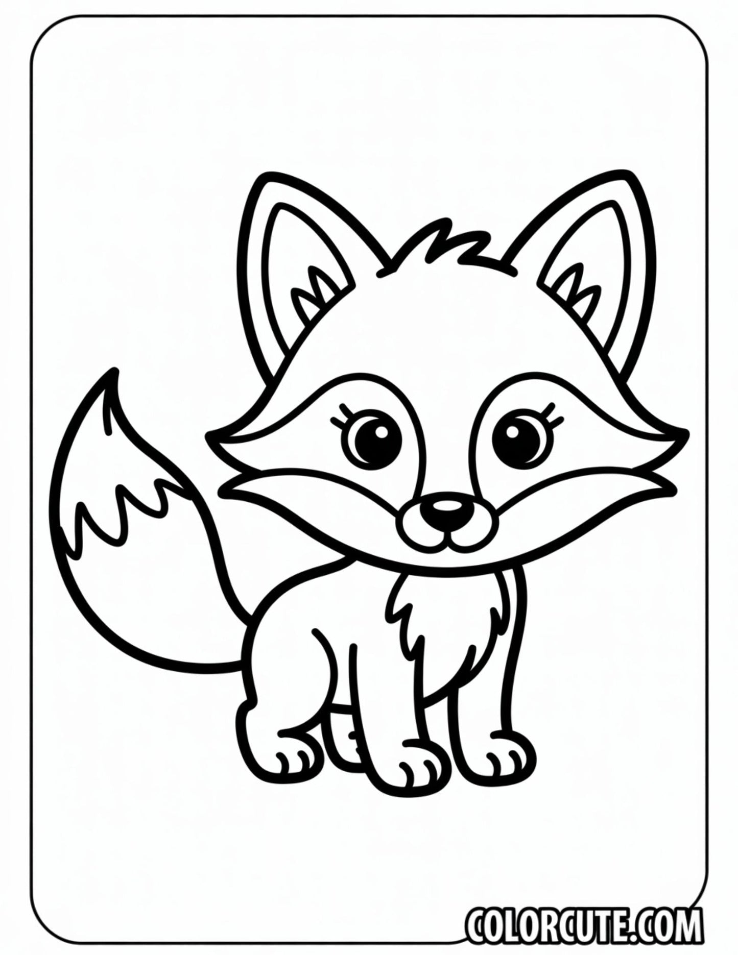 Baby Fox Standing Coloring Pages | Free PDF Printables
