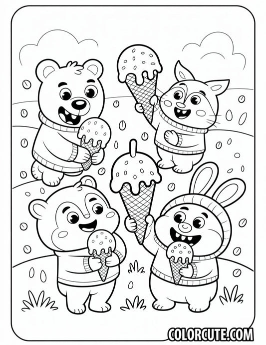 Ice Cream Cozy Friends Coloring Pages | Free PDF Printables