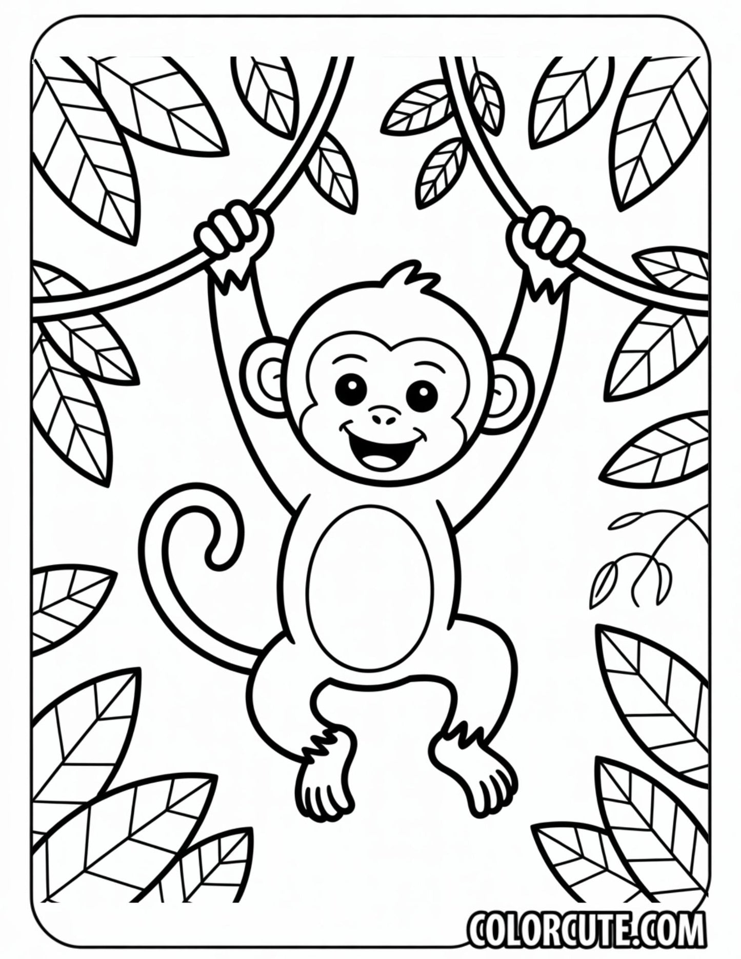 Jungle Monkey Coloring Page Free PDF Printables