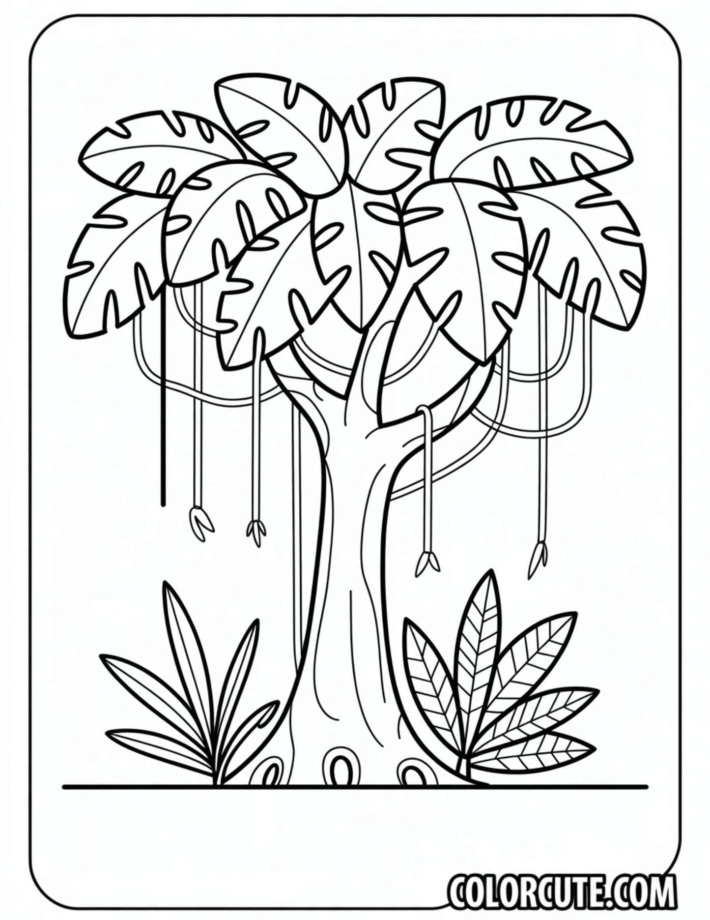 Jungle Tree Coloring Pages - Free PDF Printables