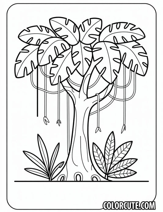 Jungle Tree Coloring Pages - Free PDF Printables