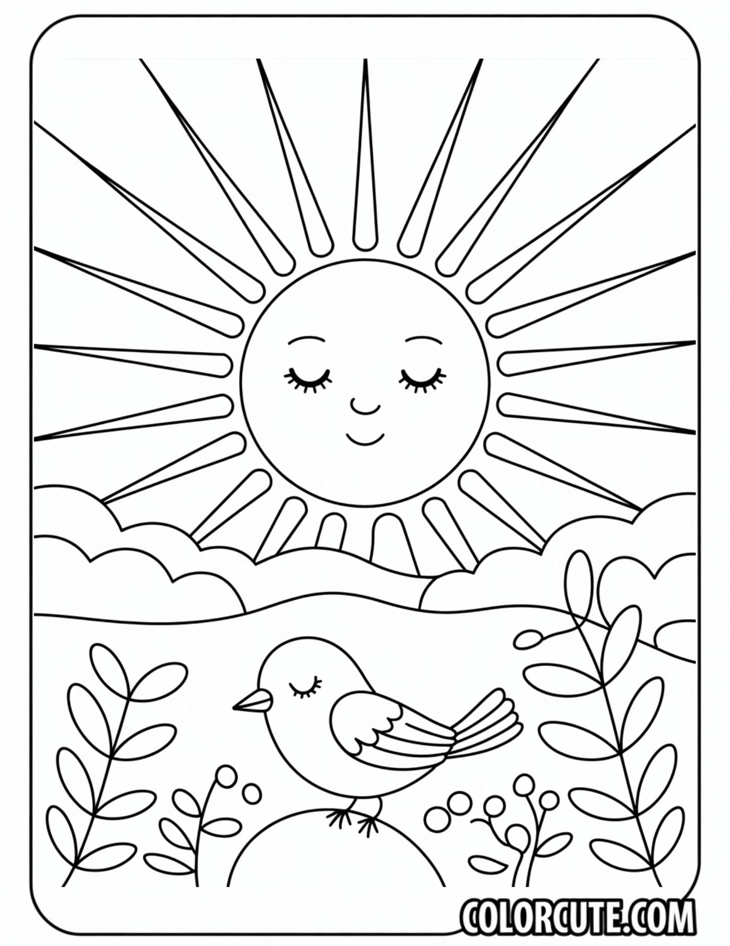Morning Sun Coloring Page | Free PDF Printables