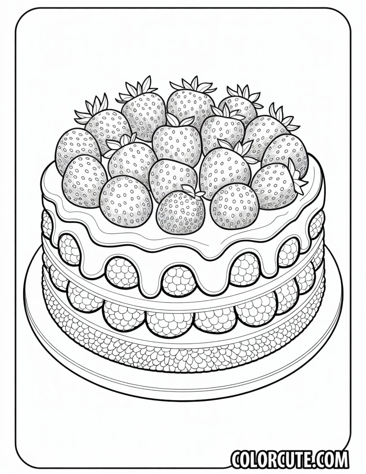 Raspberry Torte Strawberry Coloring Pages – Free PDF Printables