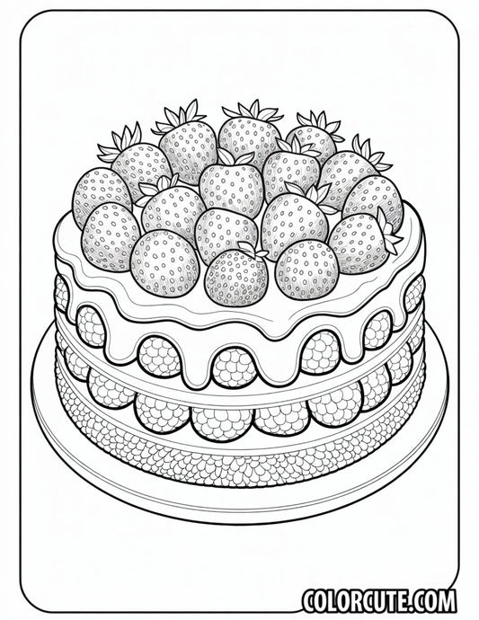 Raspberry Torte Strawberry Coloring Pages – Free PDF Printables