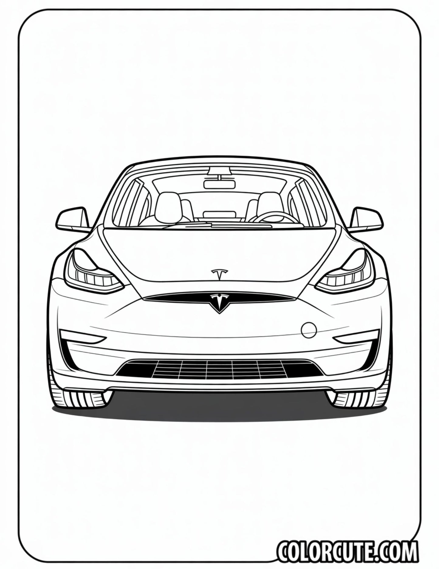 Tesla Car Coloring Page | Free PDF Printables