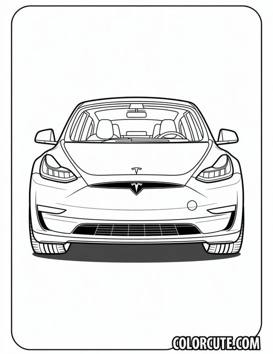 Tesla Car Coloring Page | Free PDF Printables