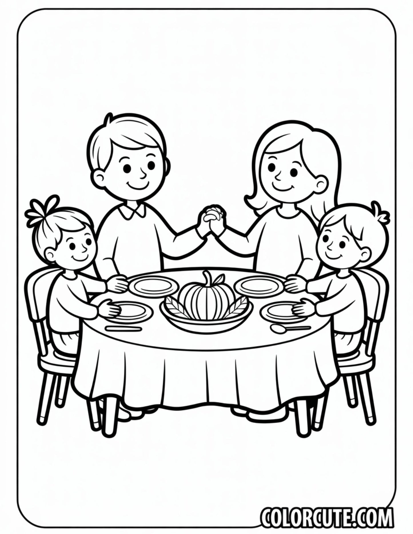 Thanksgiving Dinner Coloring Pages | Free PDF Printables