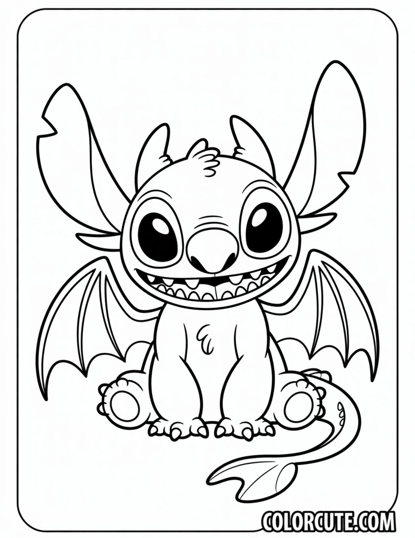 Toothless Stitch Coloring Page | Free PDF Printables